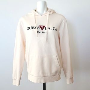 Guess Cream Hoodie with Maroon Triangle Logo